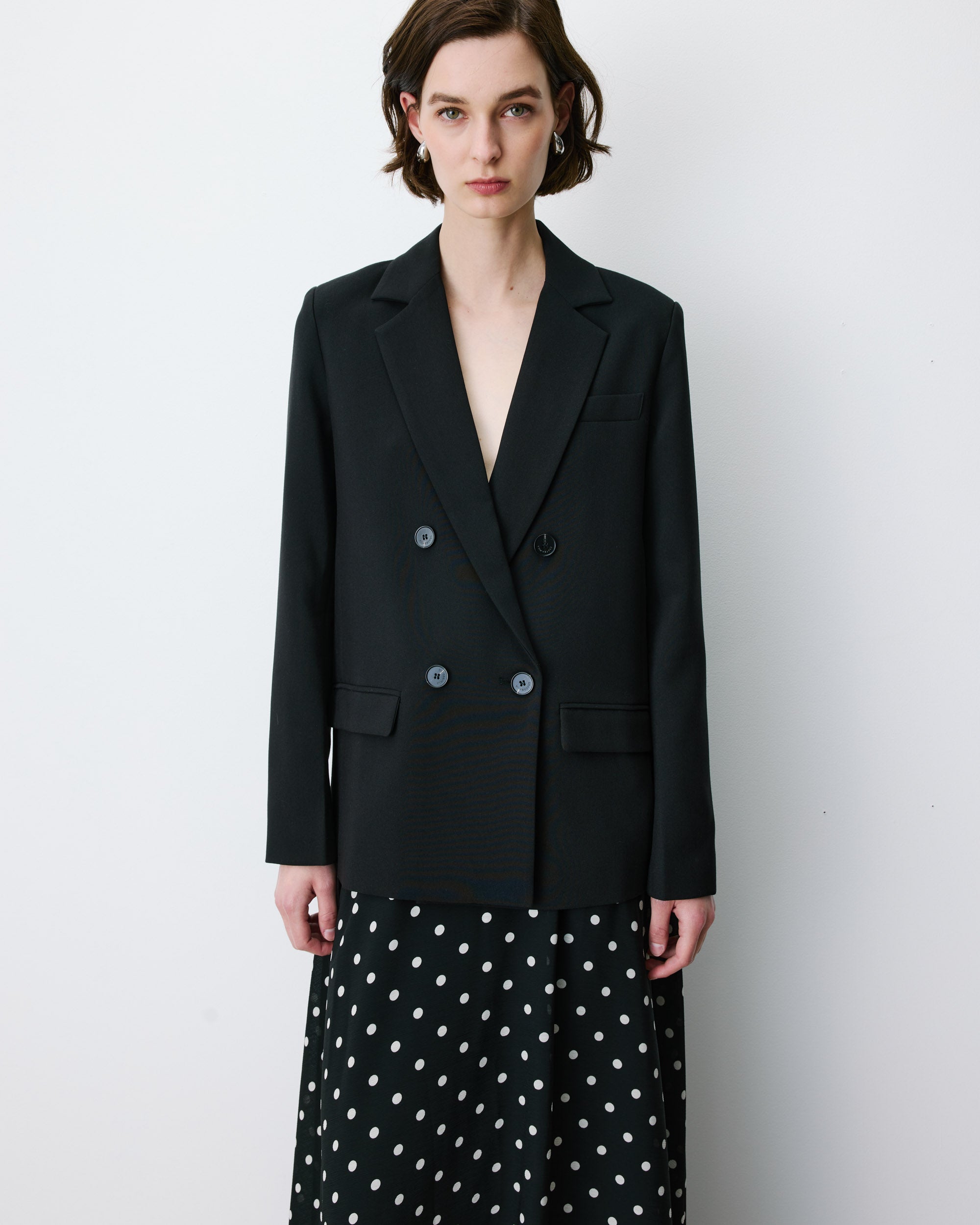 Blazer droit à boutonnage croisé noir Noix