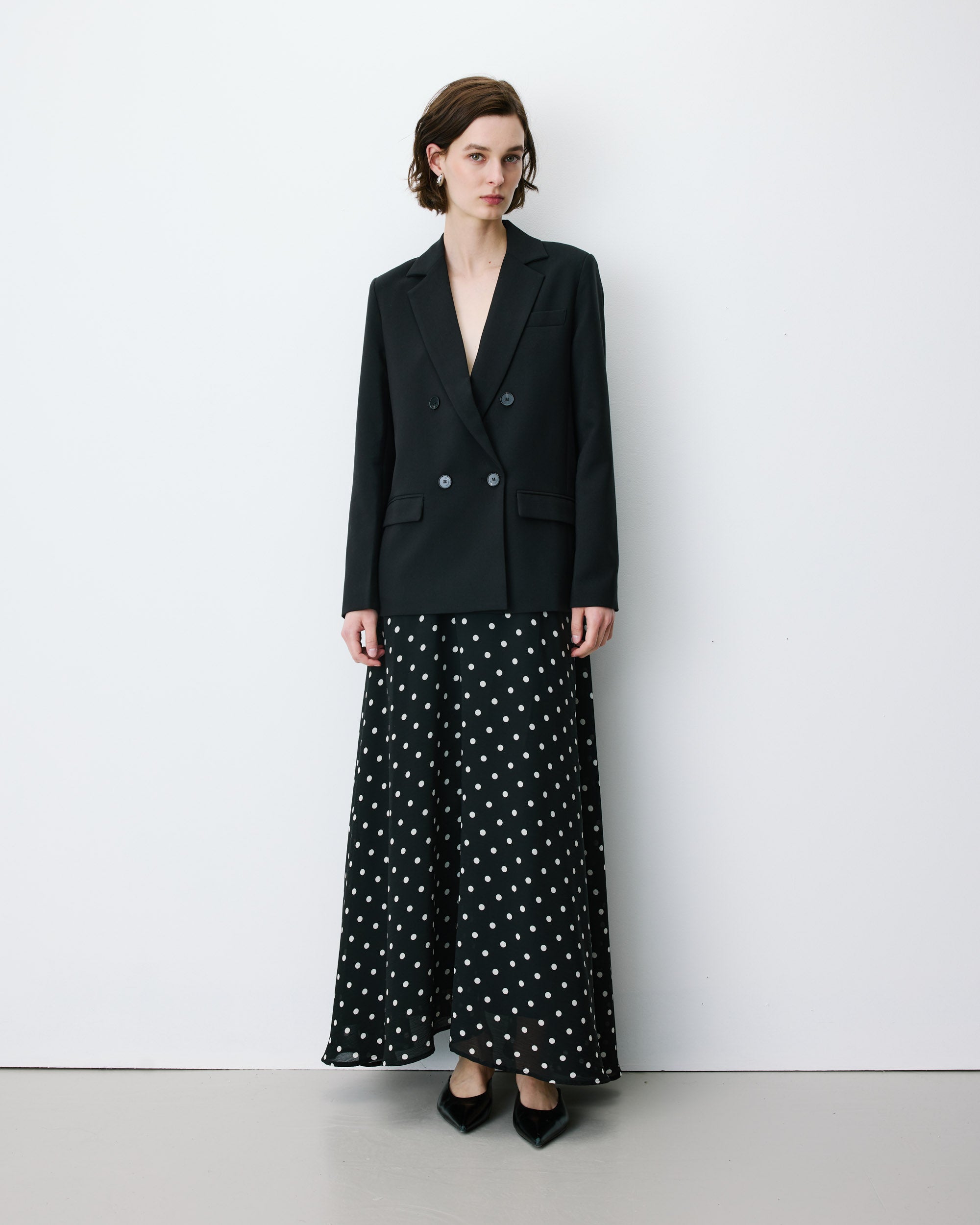 Blazer droit à boutonnage croisé noir Noix