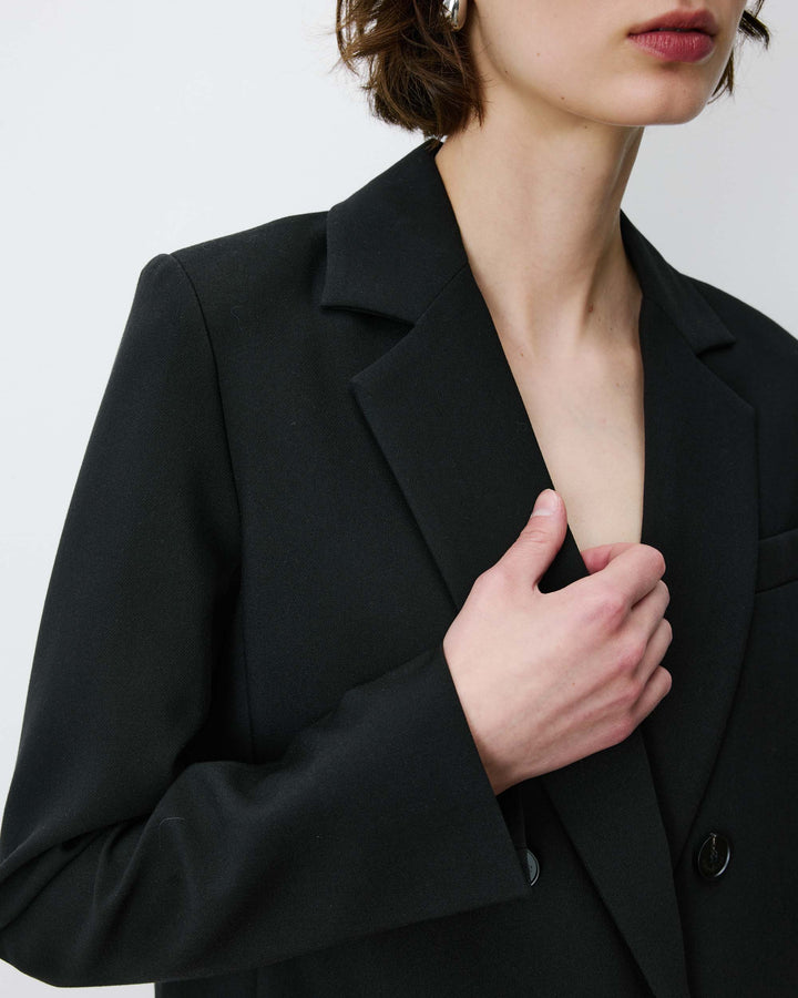 Blazer droit à boutonnage croisé noir Noix