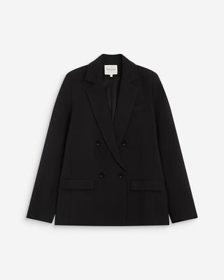 Blazer droit à boutonnage croisé noir Noix
