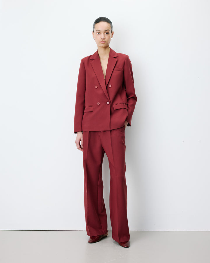 Blazer droit à boutonnage croisé terracotta Noix