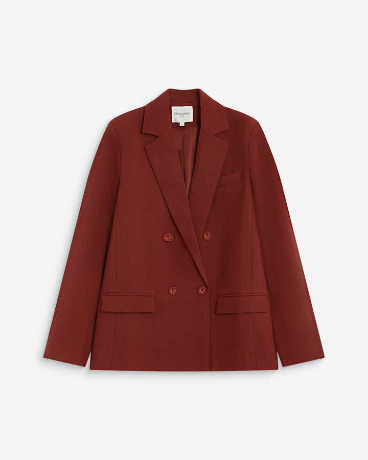 Blazer droit à boutonnage croisé terracotta Noix
