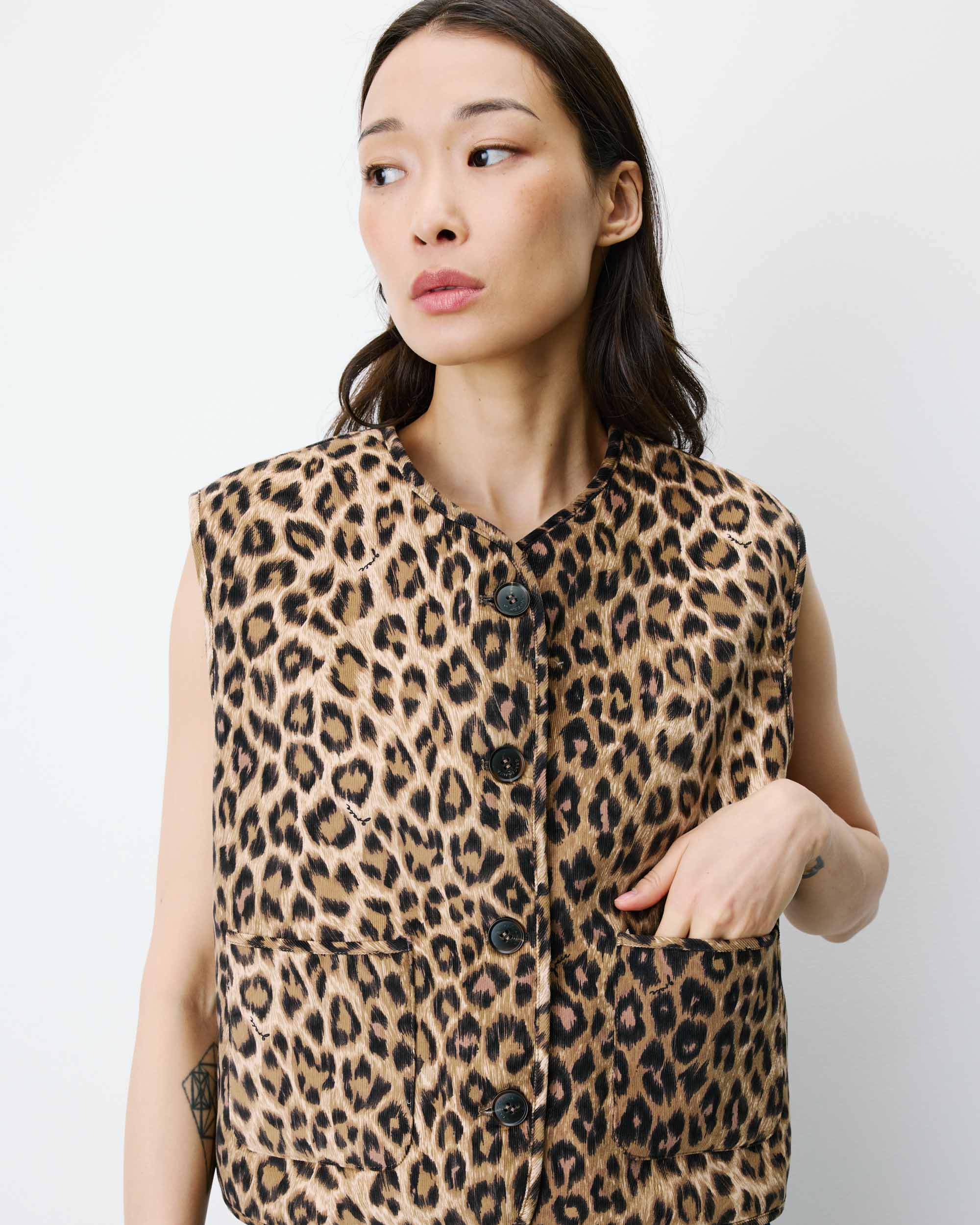 Veste sans manches réversible en velours côtelé leo Alexis