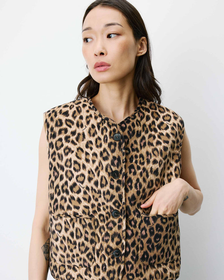 Veste sans manches réversible en velours côtelé leo Alexis