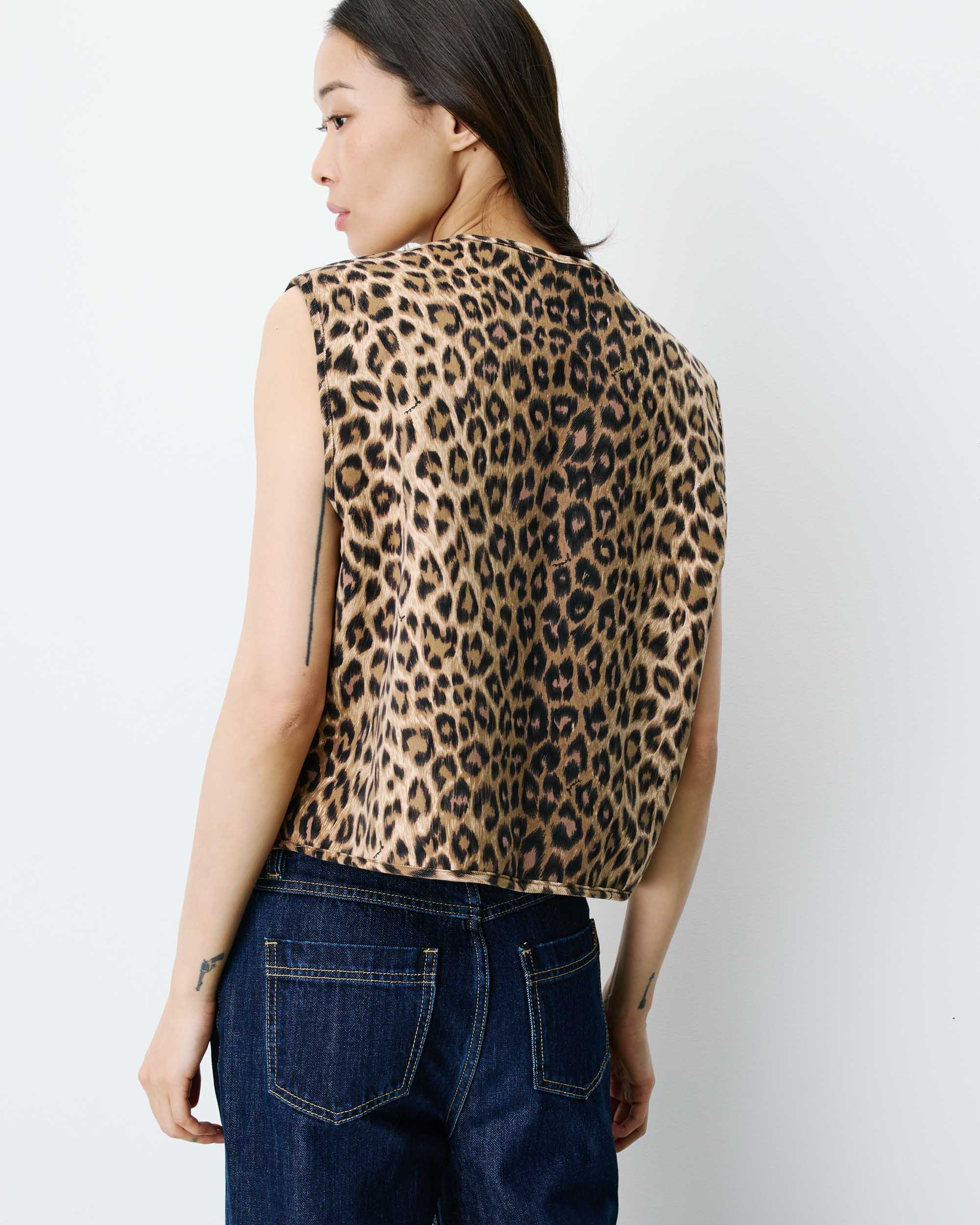 Veste sans manches réversible en velours côtelé leo Alexis
