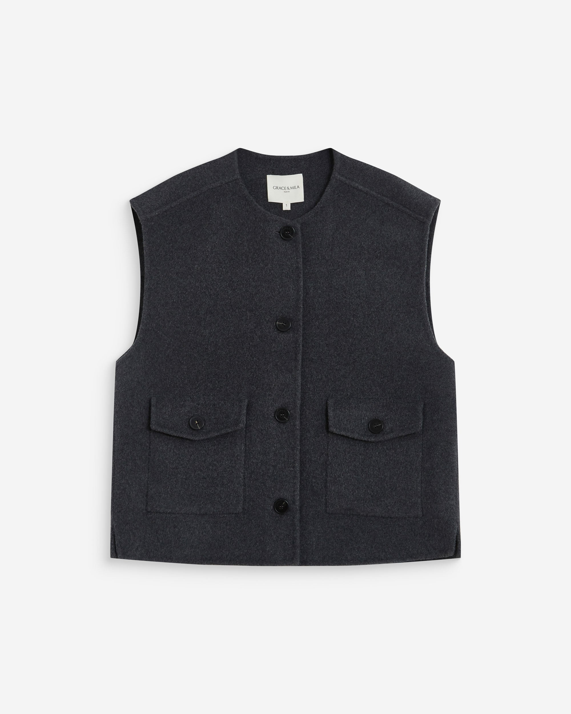 Oversized sleeveless jacket anthracite Adagio