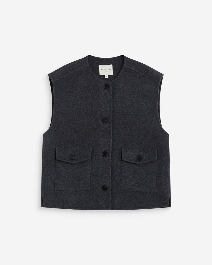 Oversized sleeveless jacket anthracite Adagio