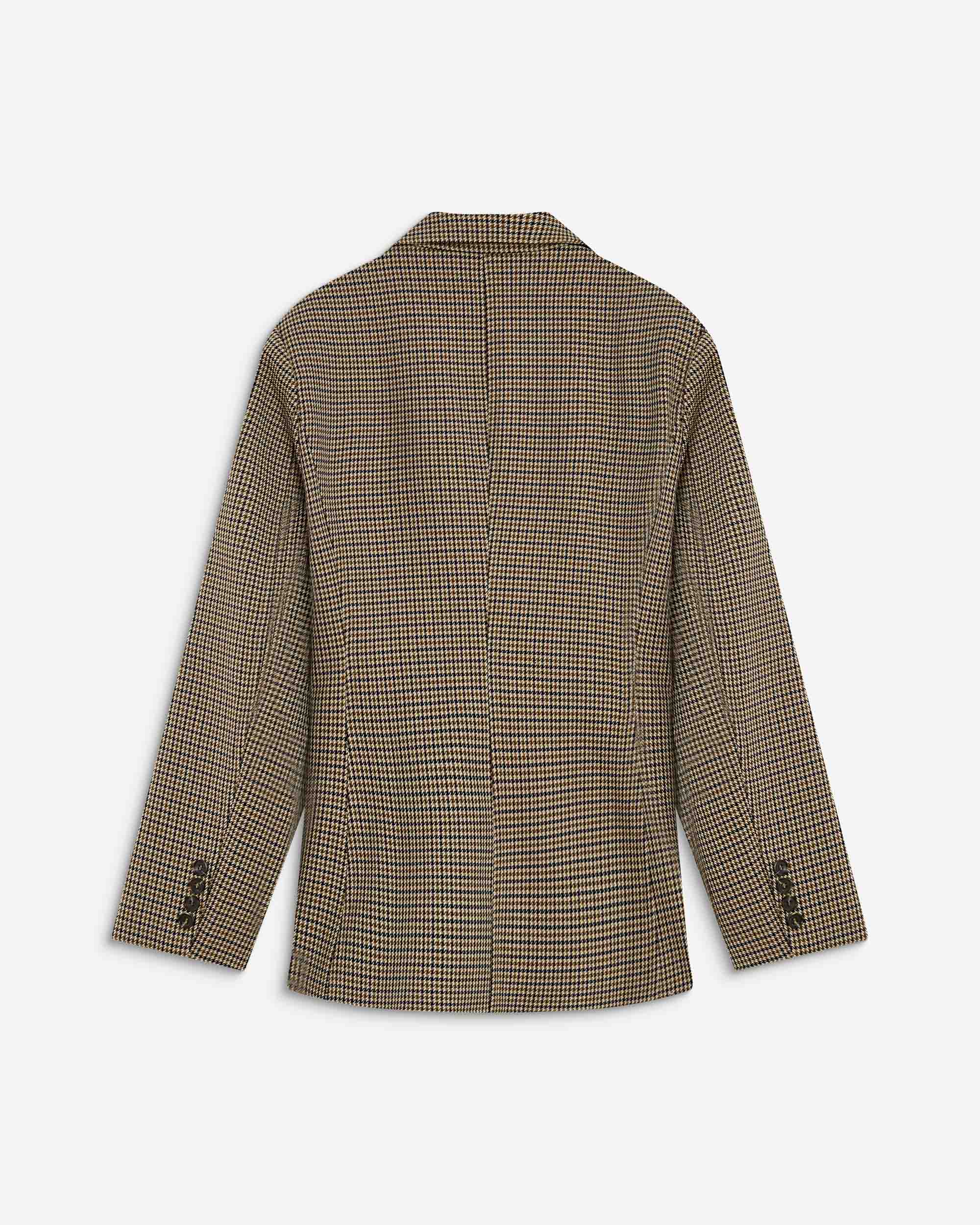 Blazer cintré croisé pied-de-poule beige Almond