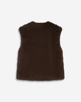 Veste droite sans manches en fausse fourrure chocolat Aelio