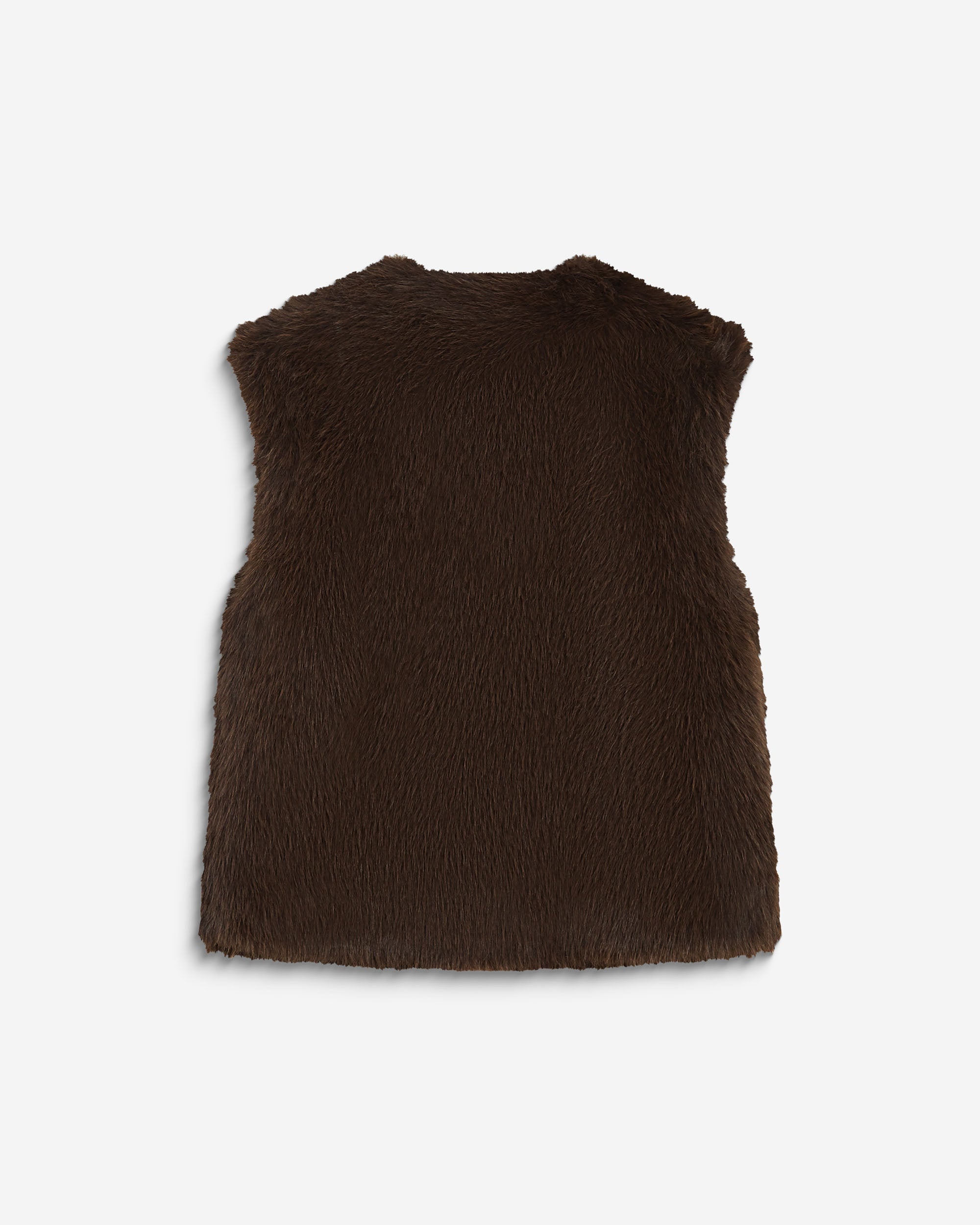 Veste droite sans manches en fausse fourrure chocolat Aelio