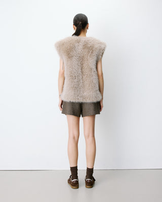 Veste droite sans manches en fausse fourrure grege Aelio