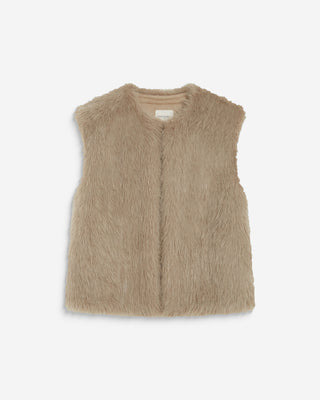 Veste droite sans manches en fausse fourrure grege Aelio