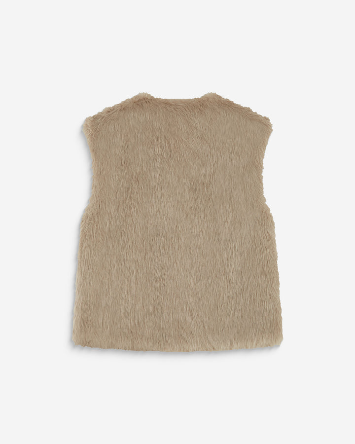 Veste droite sans manches en fausse fourrure grege Aelio