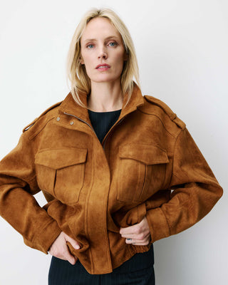 Chaqueta oversize efecto ante camel Arielle
