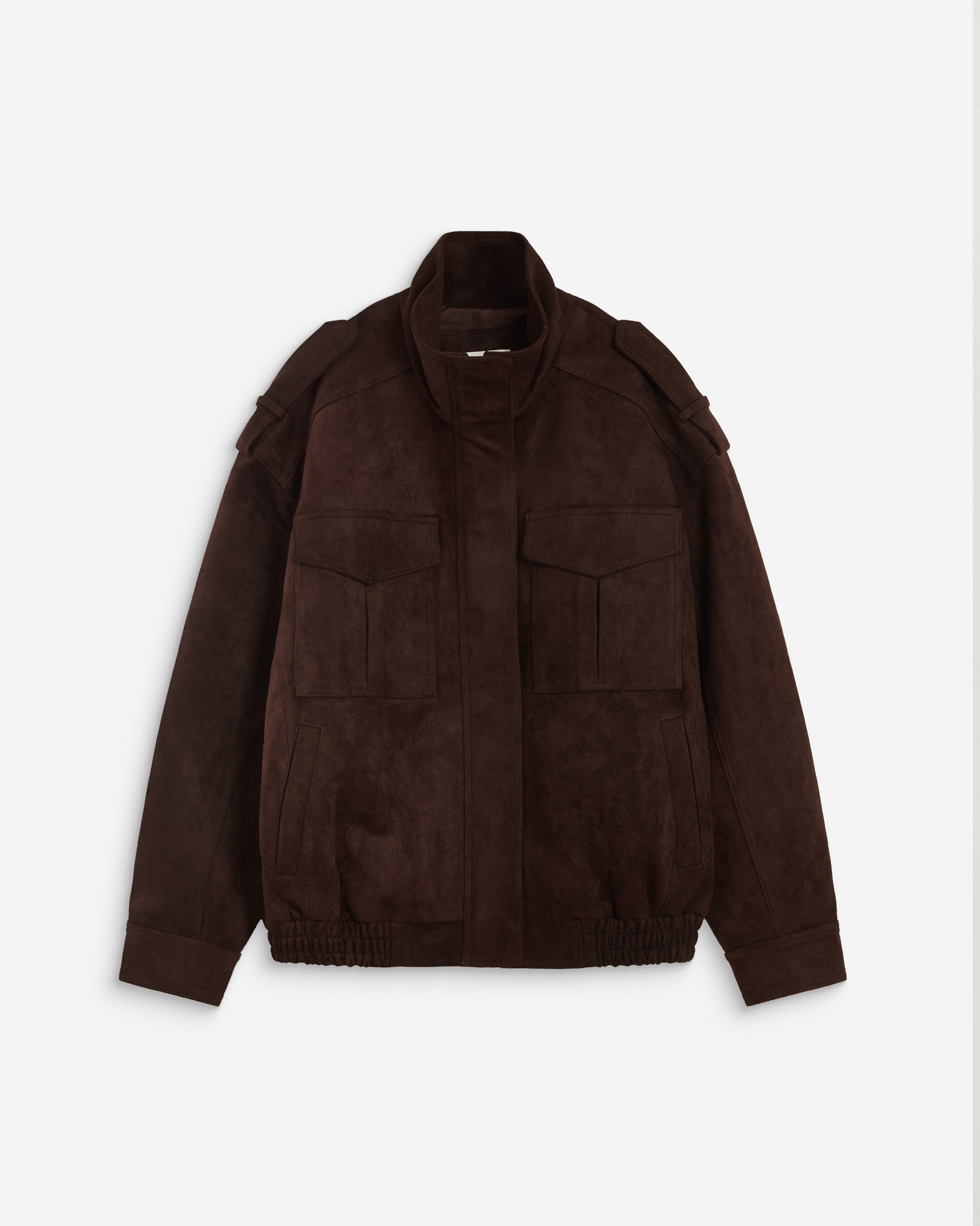 Veste oversize suédine col montant chocolat Arielle
