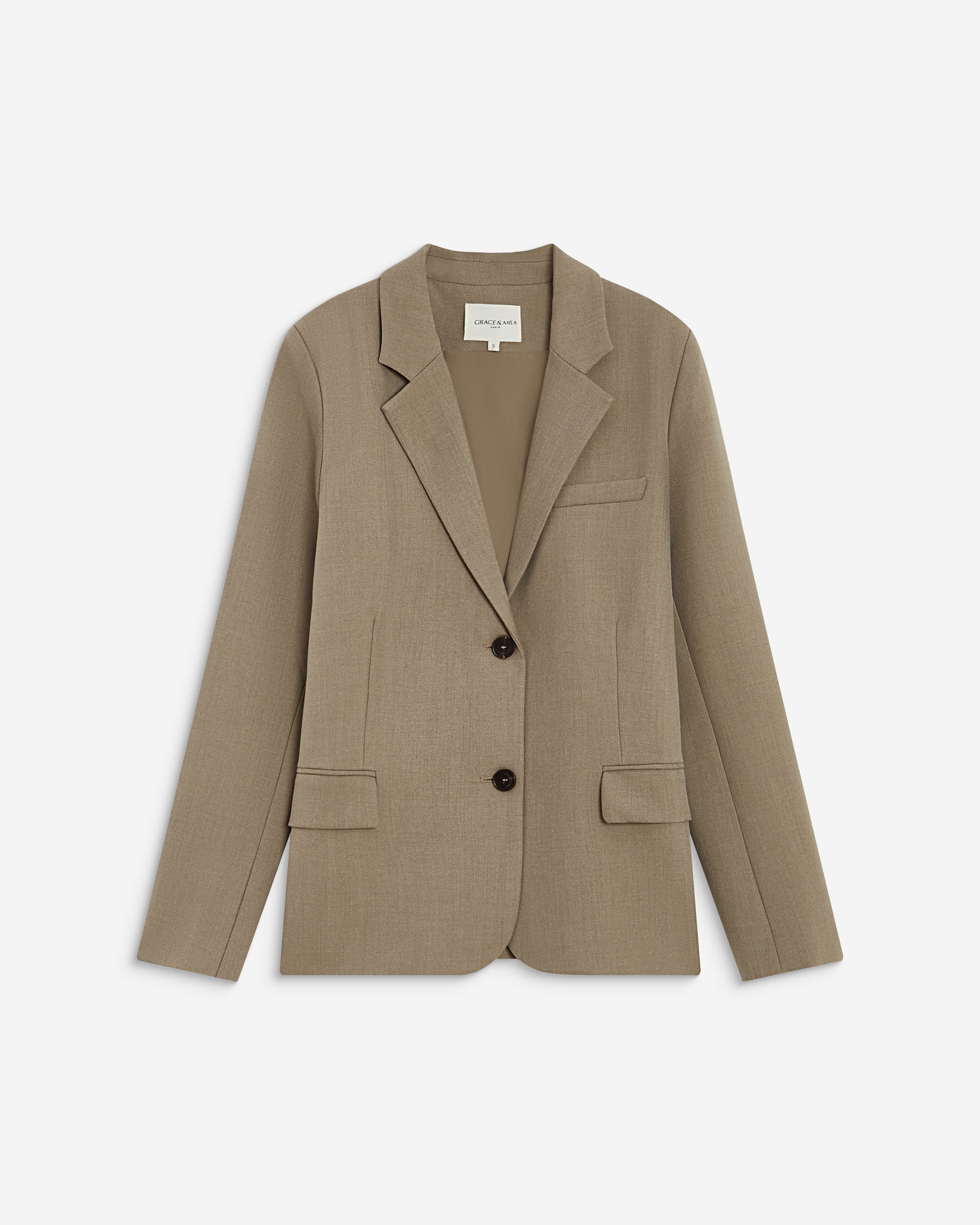 Blazer droit simple boutonnage à poches beige Alarick