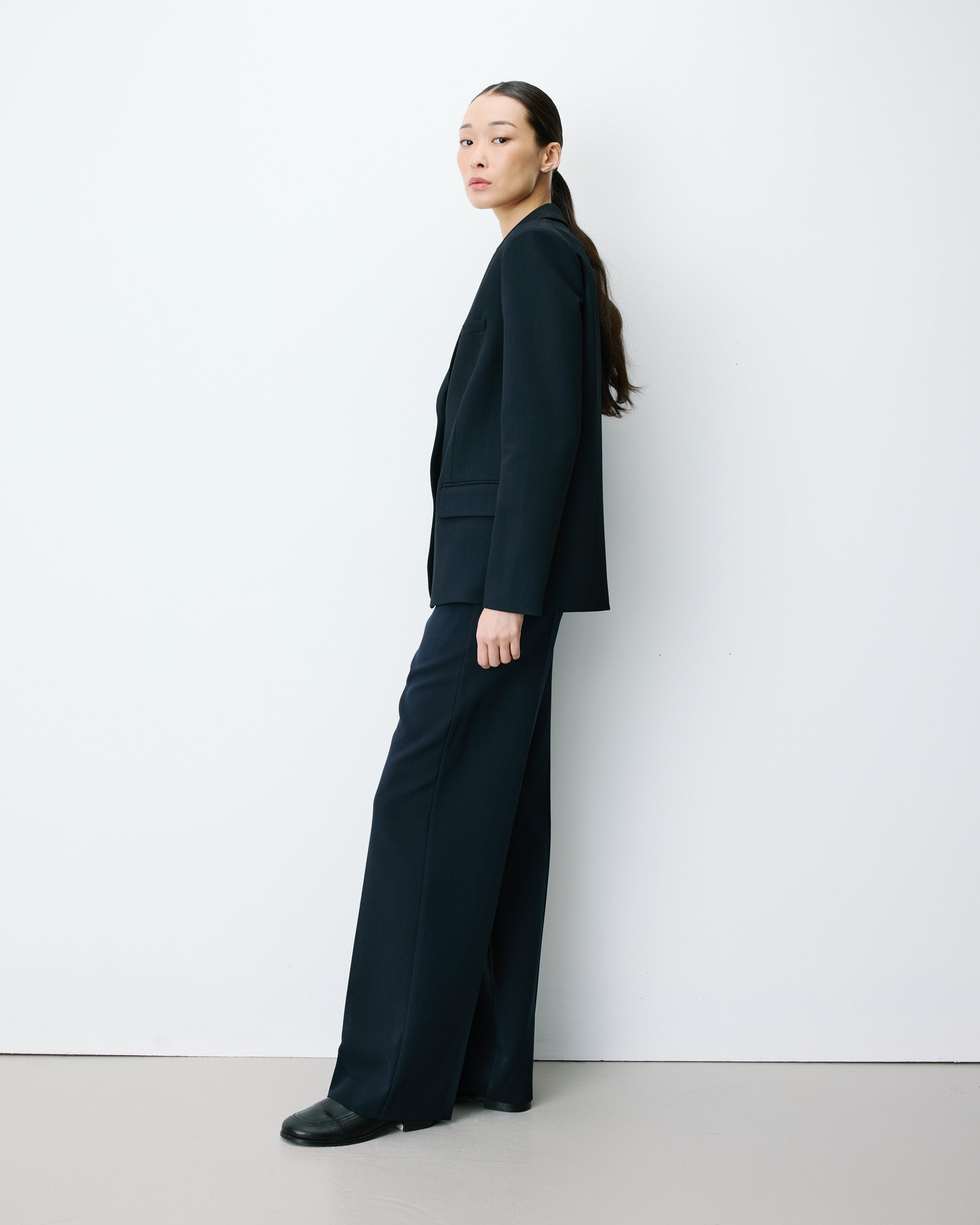 Blazer droit simple boutonnage à poches marine Alarick