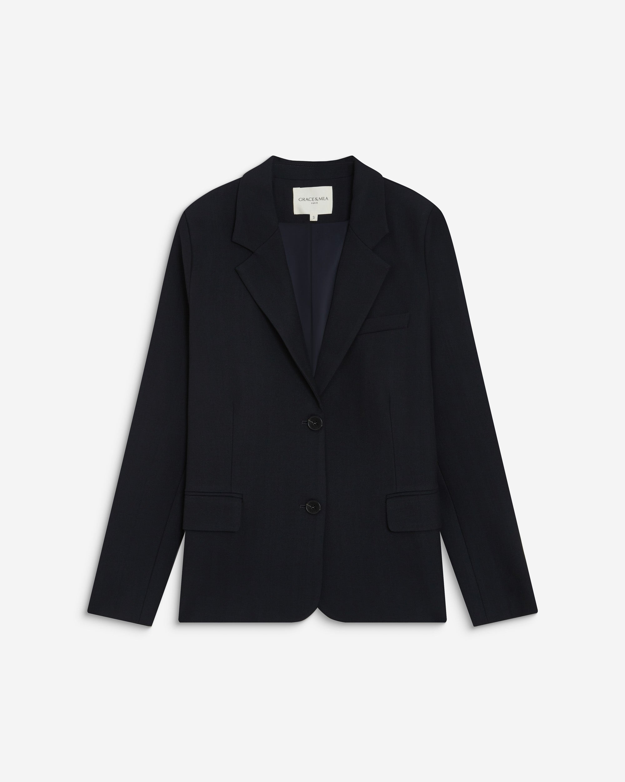 Blazer droit simple boutonnage à poches marine Alarick