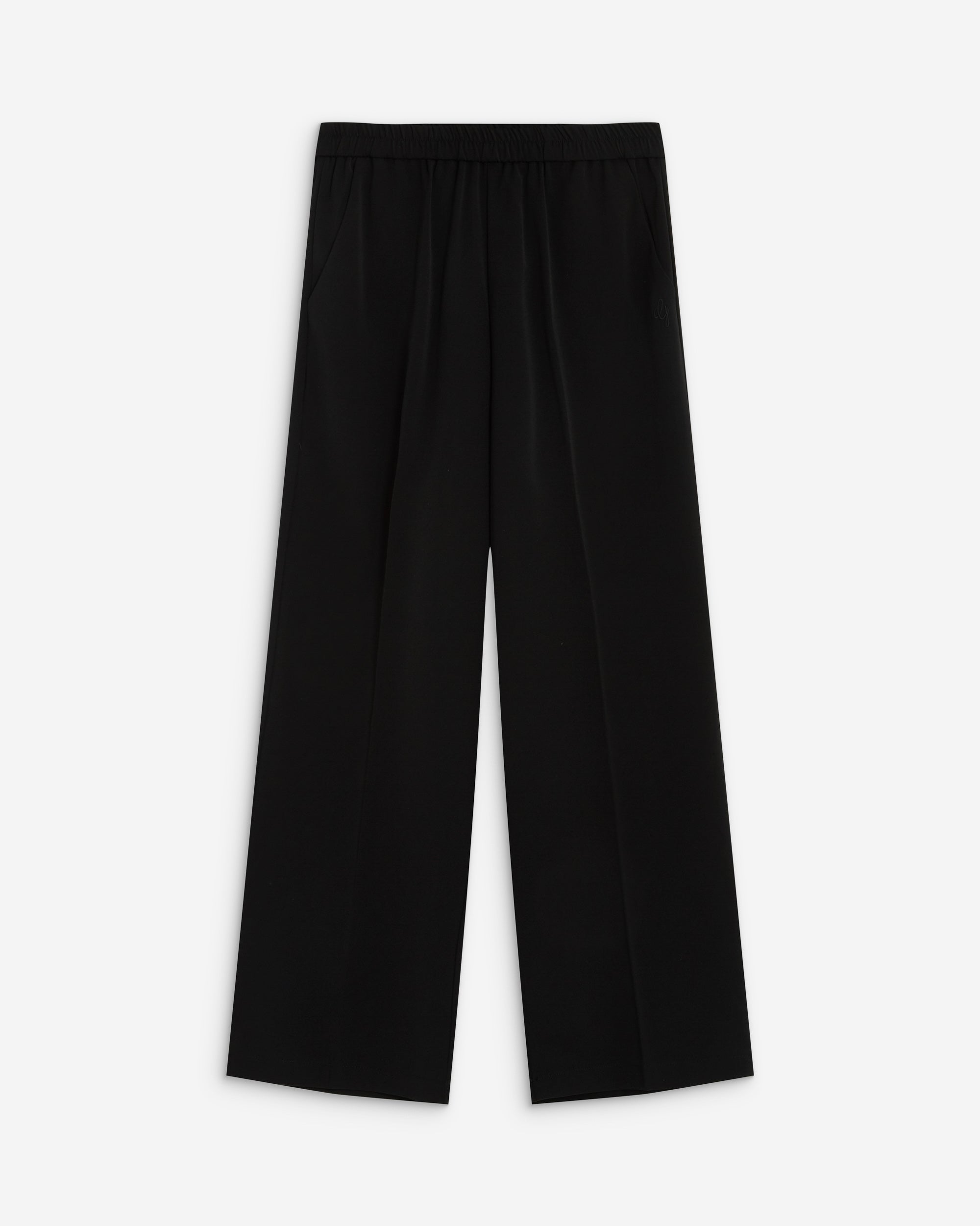 Pantalon fluide jambe large taille mi-haute noir Noblesse