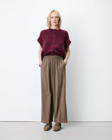 Pantalón amplio fluido con tiro medio taupe Noblesse