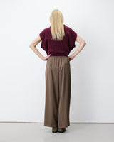 Pantalón amplio fluido con tiro medio taupe Noblesse