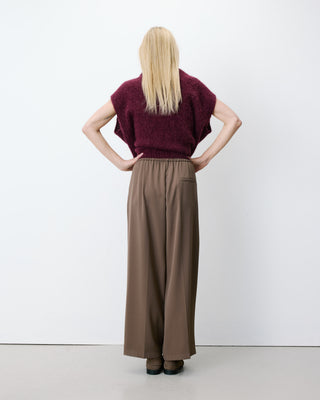 Pantalón amplio fluido con tiro medio taupe Noblesse