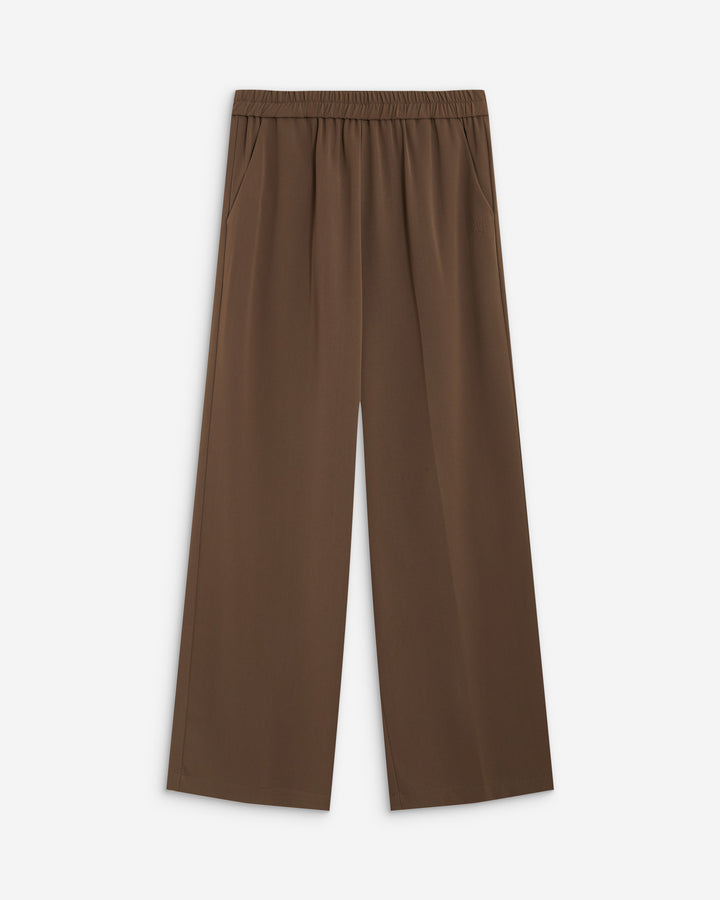 Pantalón amplio fluido con tiro medio taupe Noblesse