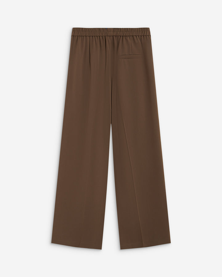 Pantalón amplio fluido con tiro medio taupe Noblesse