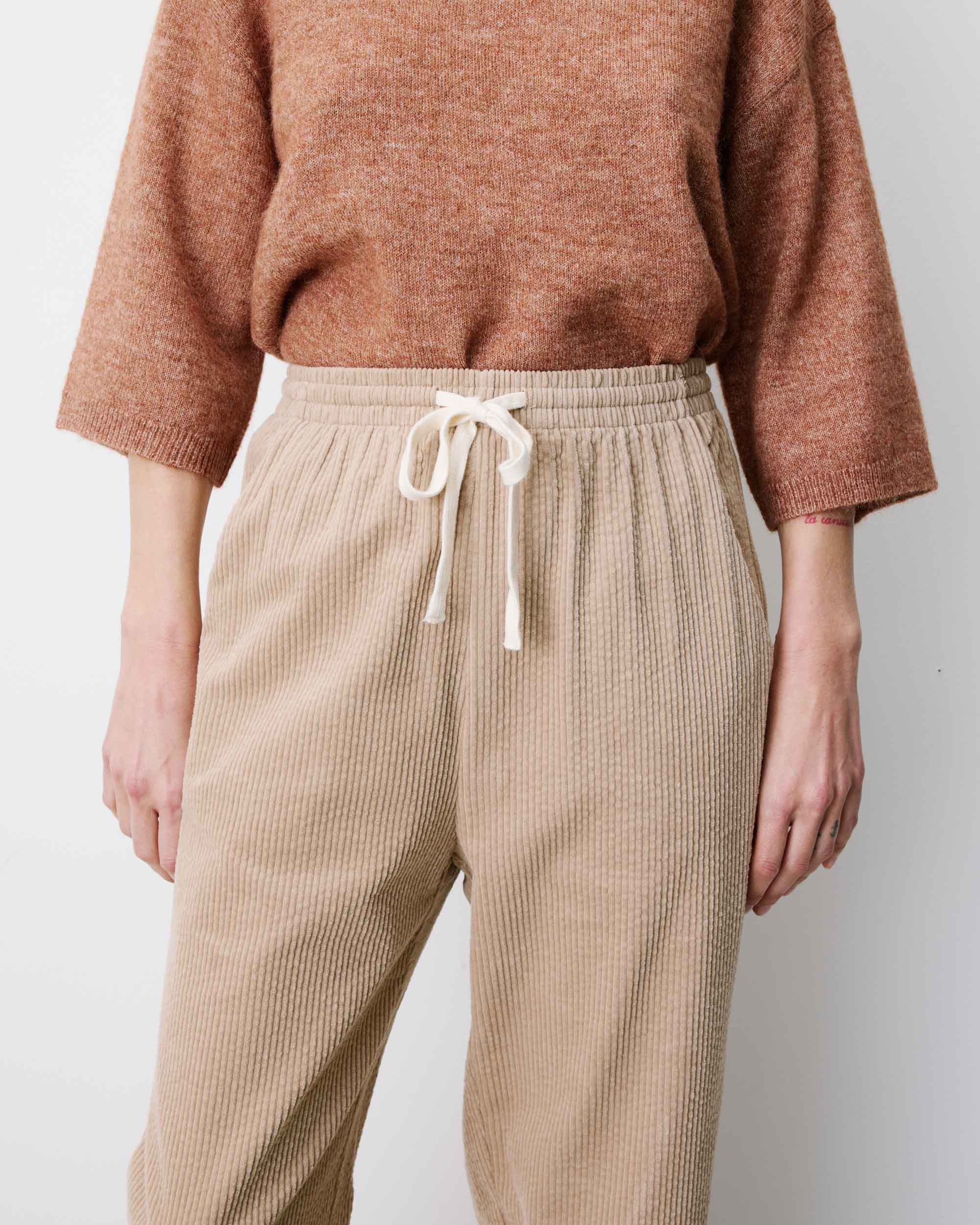 Corduroy pants with adjustable waist beige Liberty