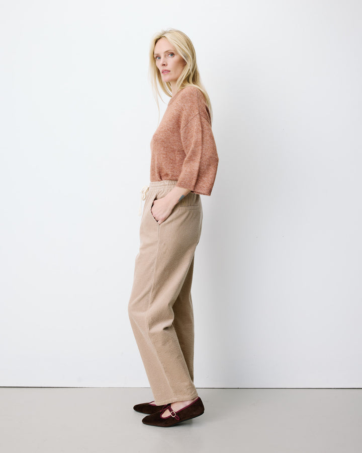 Corduroy pants with adjustable waist beige Liberty