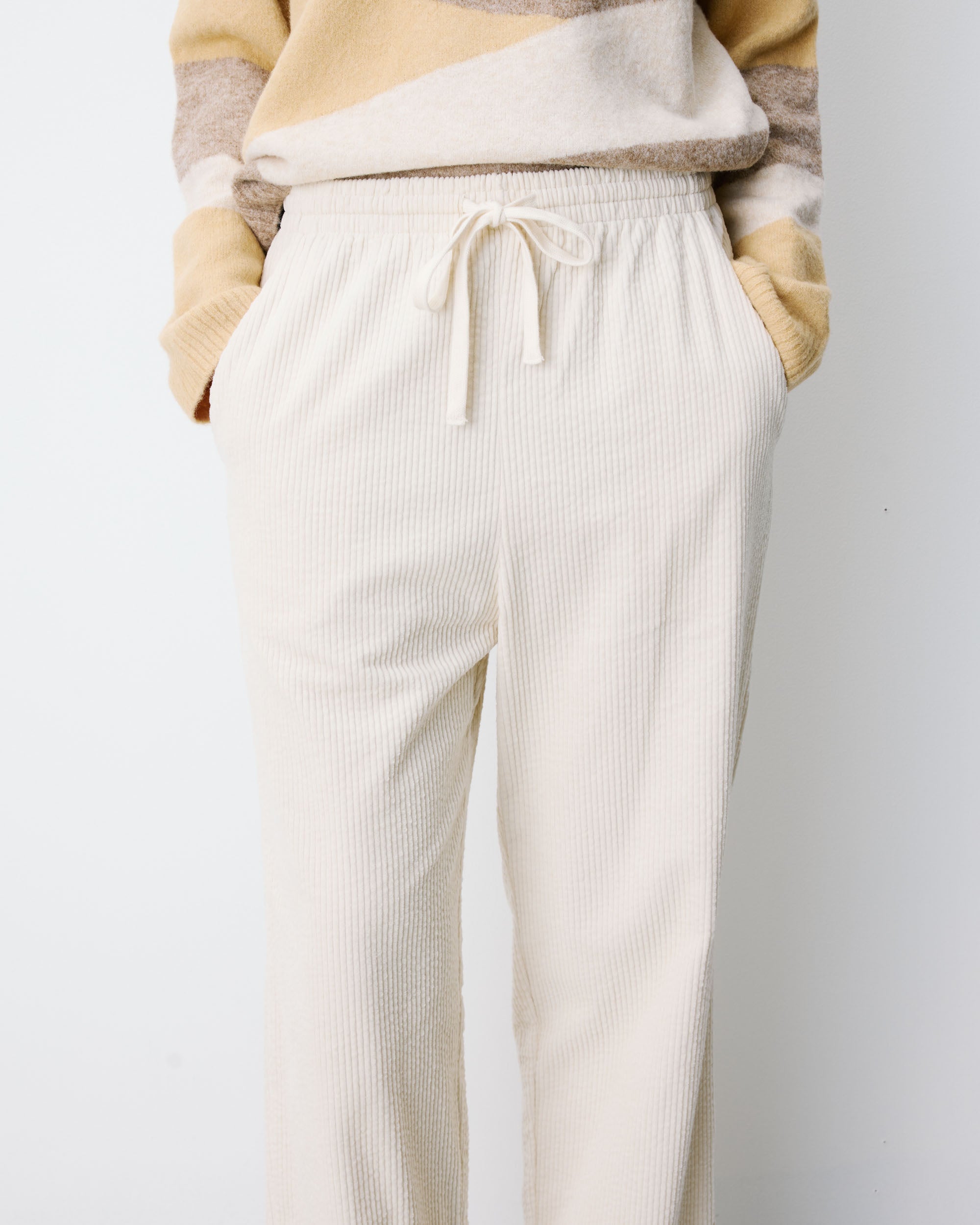 Pantalón de pana con cintura ajustable ecru Liberty