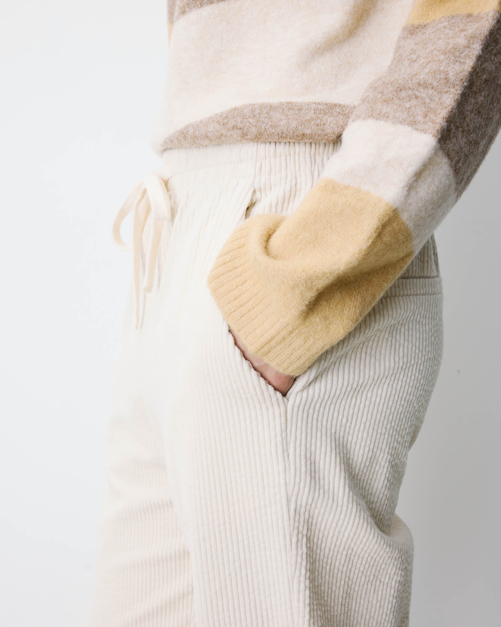 Pantalón de pana con cintura ajustable ecru Liberty