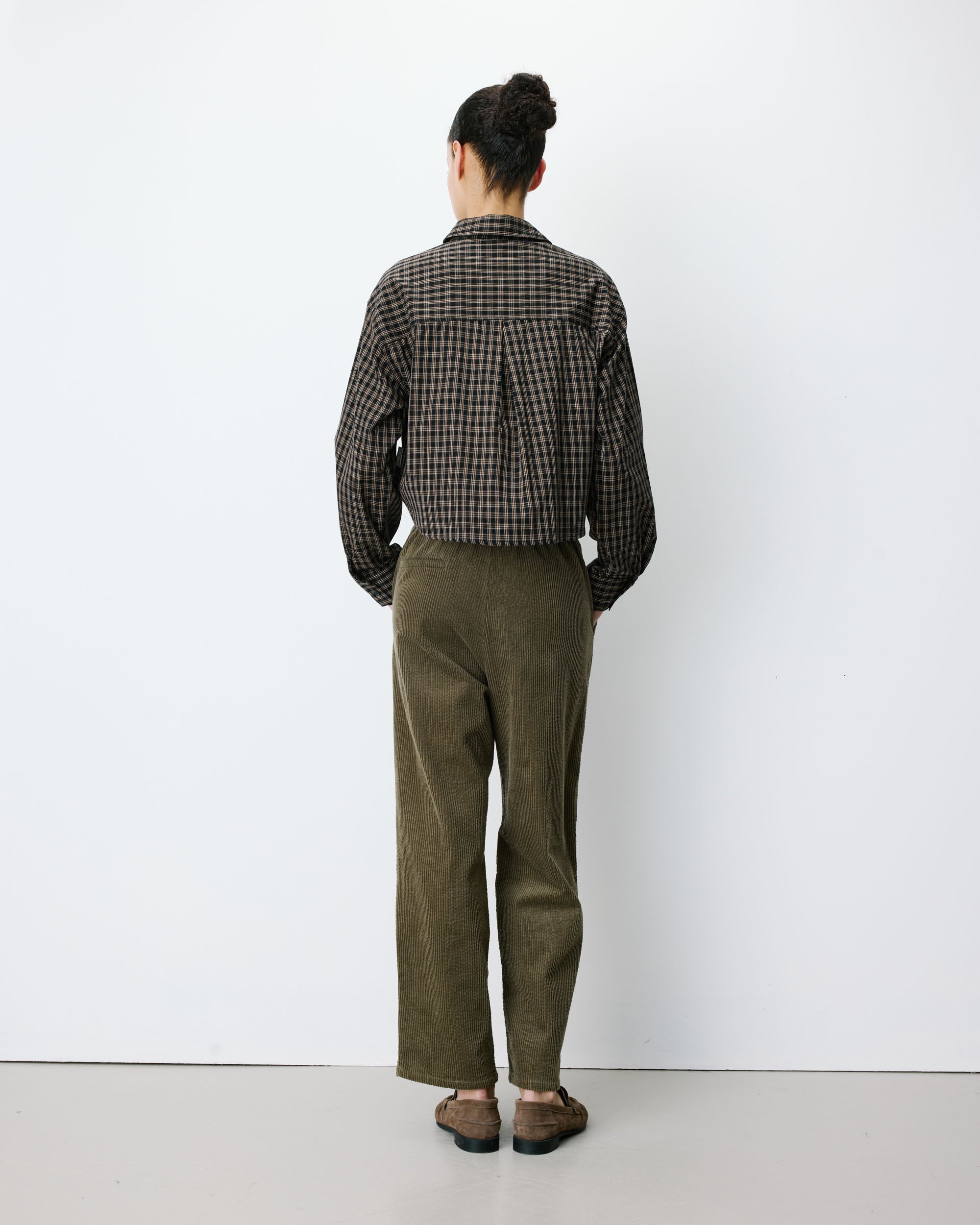 Pantalon velours côtelé taille ajustable kaki Liberty