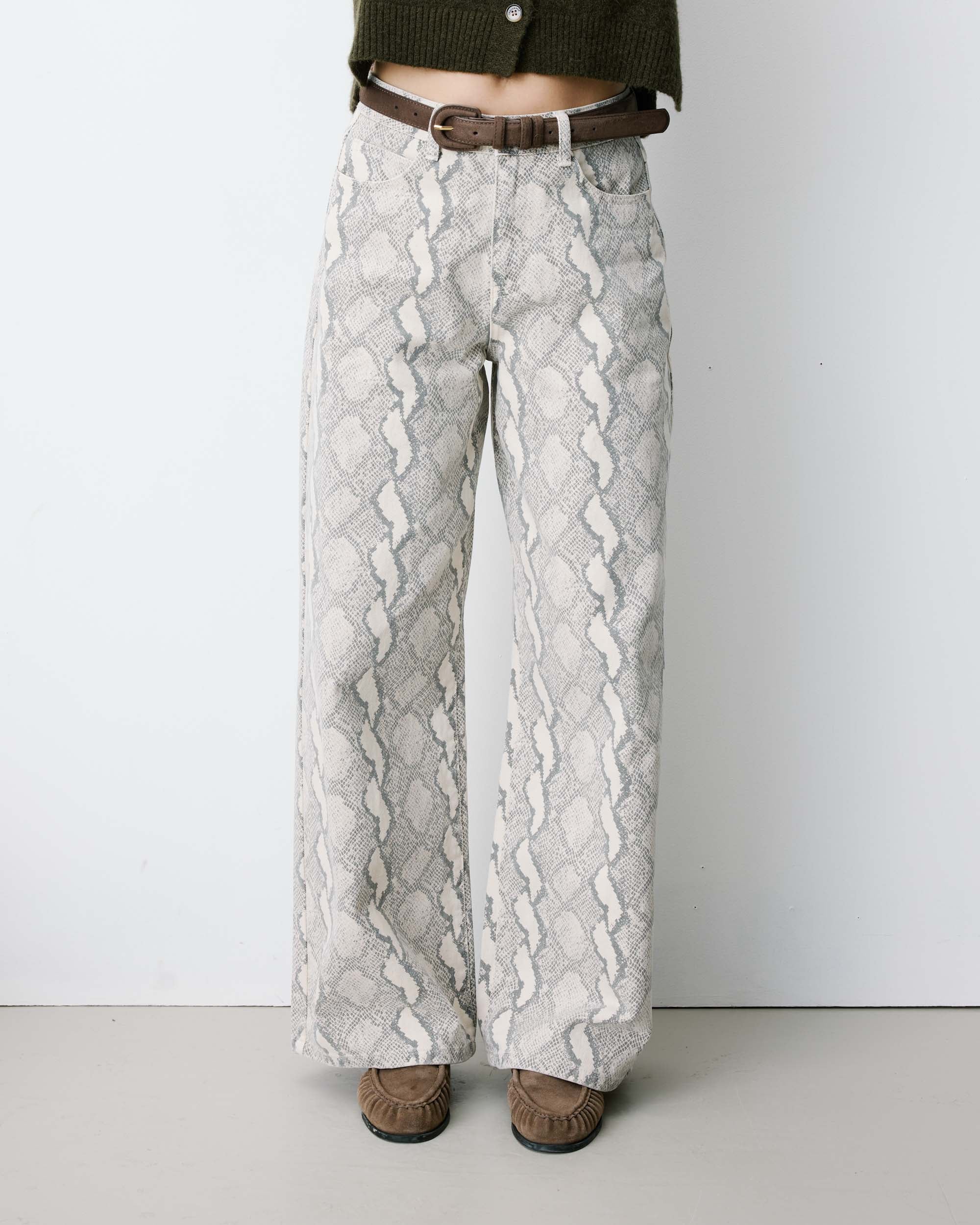 High-waist loose printed jeans python Socca