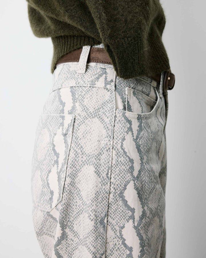 High-waist loose printed jeans python Socca
