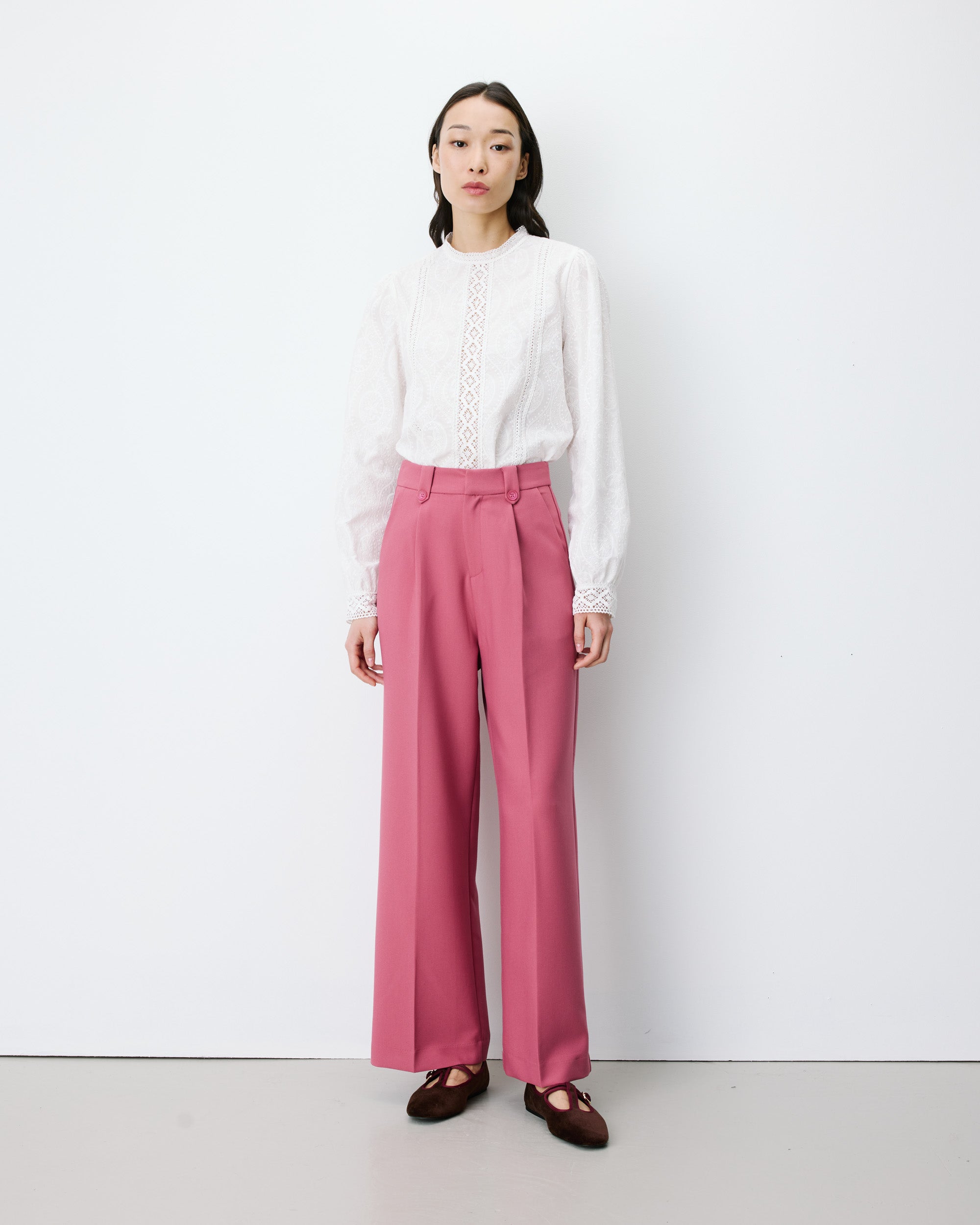 Wide-leg pleated tailored pants blush Nilay