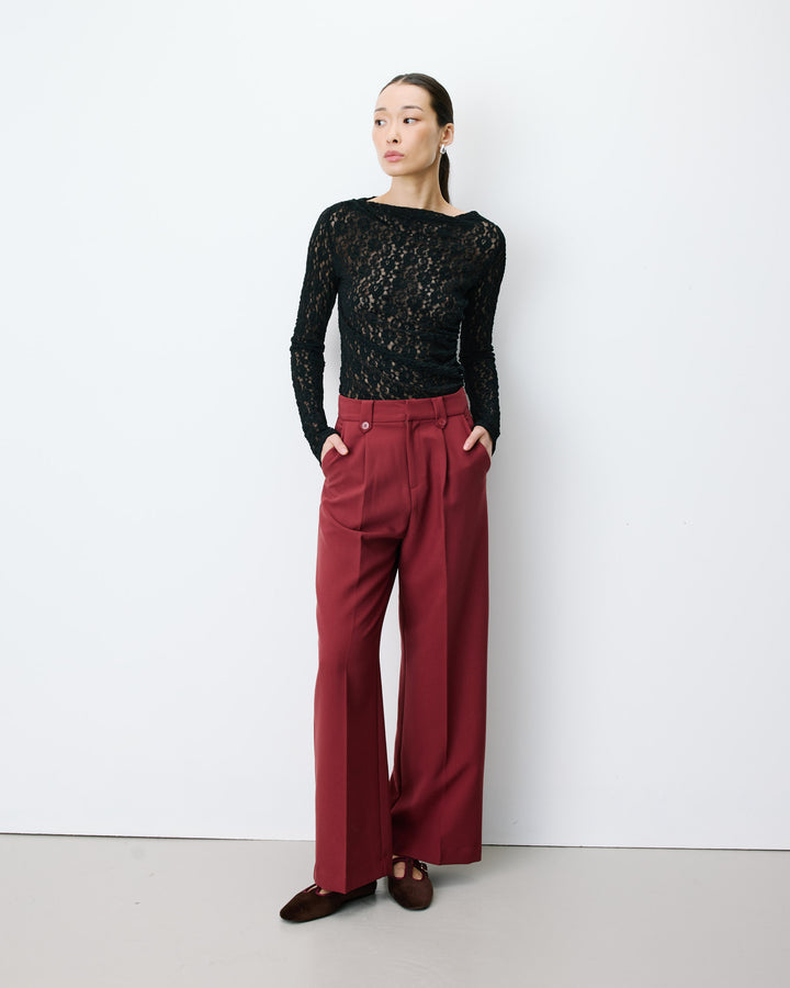 Wide-leg pleated tailored pants terracotta Nilay