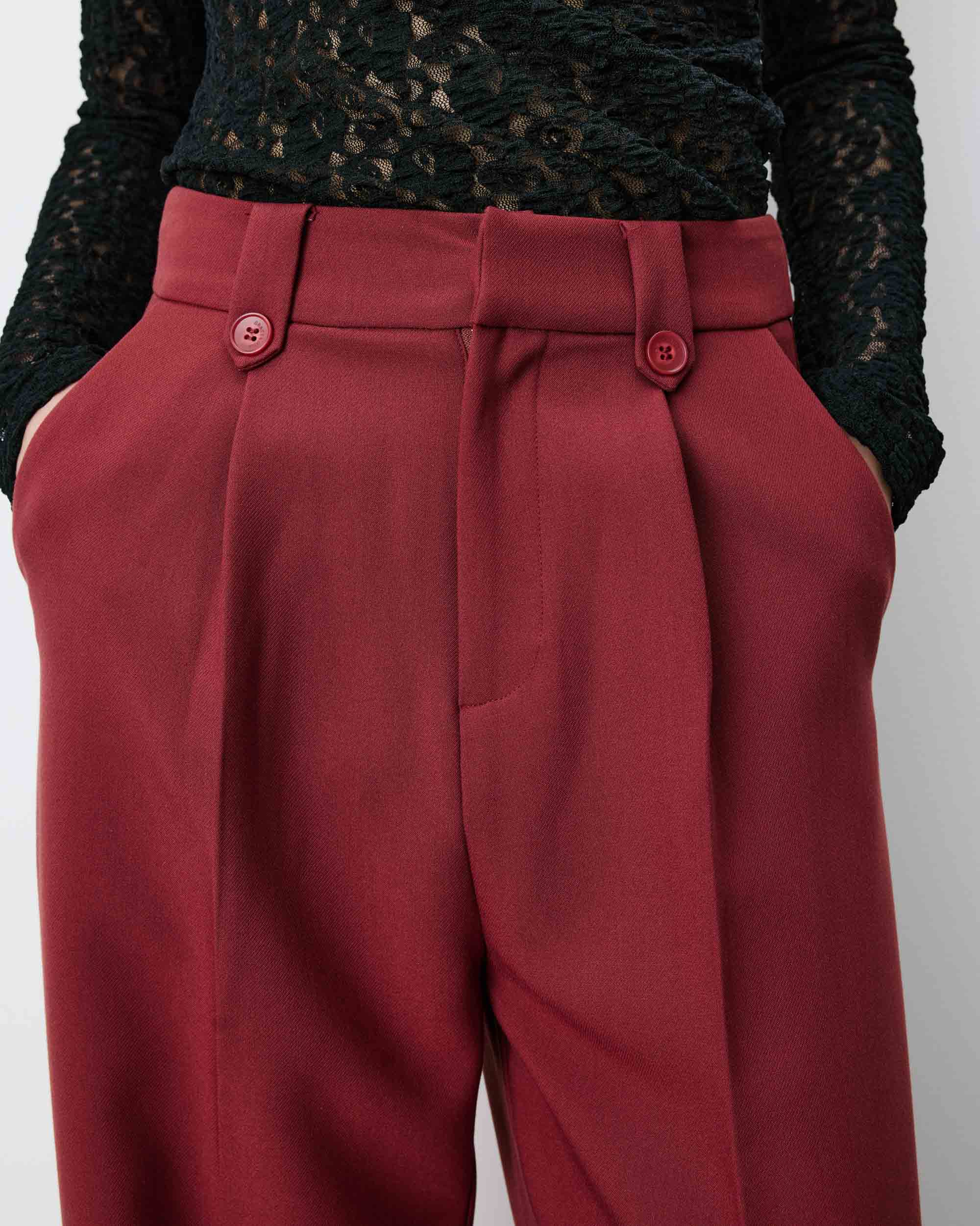 Wide-leg pleated tailored pants terracotta Nilay