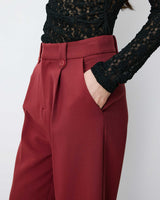 Wide-leg pleated tailored pants terracotta Nilay