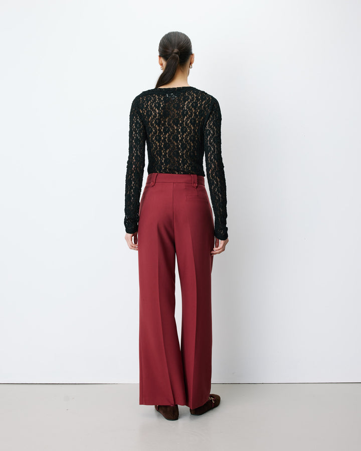 Wide-leg pleated tailored pants terracotta Nilay