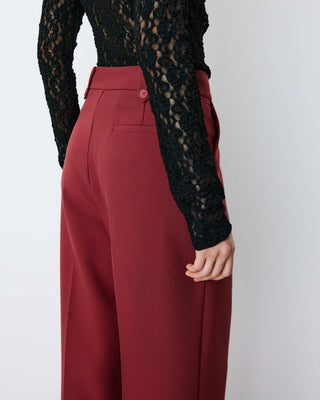 Wide-leg pleated tailored pants terracotta Nilay