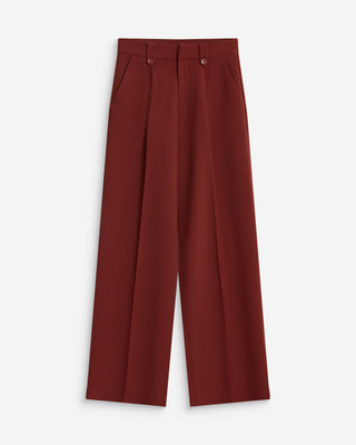 Wide-leg pleated tailored pants terracotta Nilay