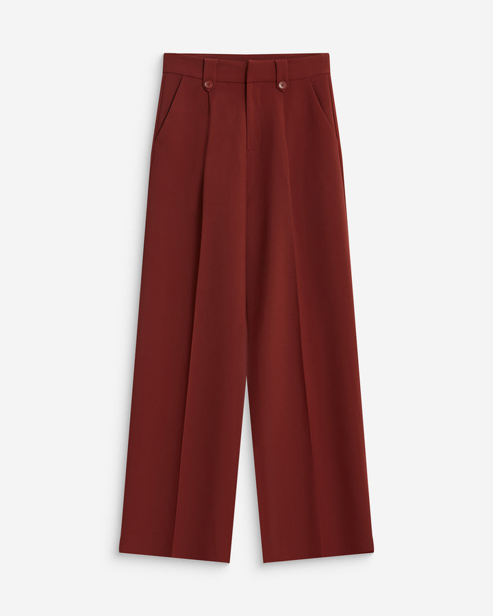 Wide-leg pleated tailored pants terracotta Nilay