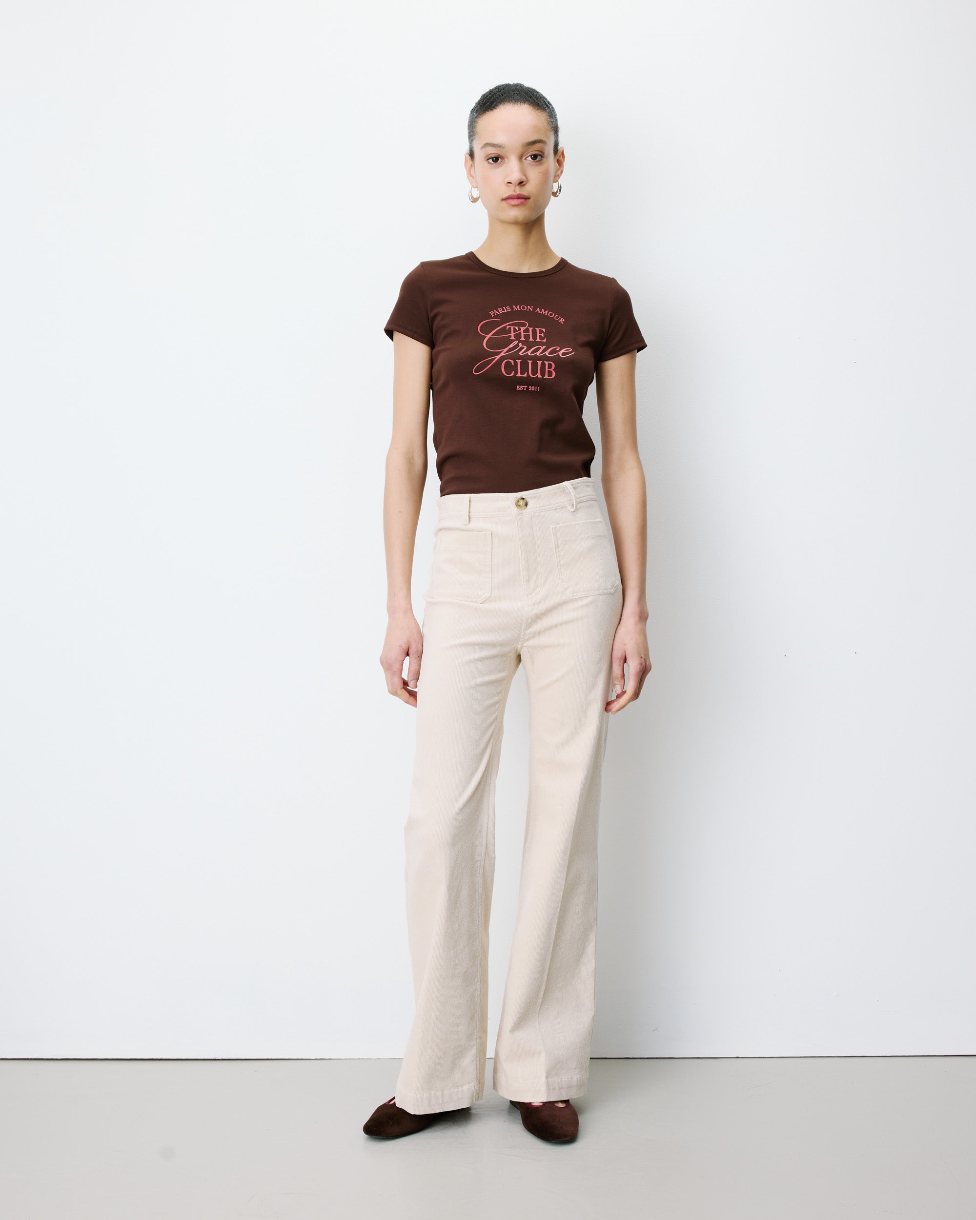 Pantalón recto de pana ecru Alban