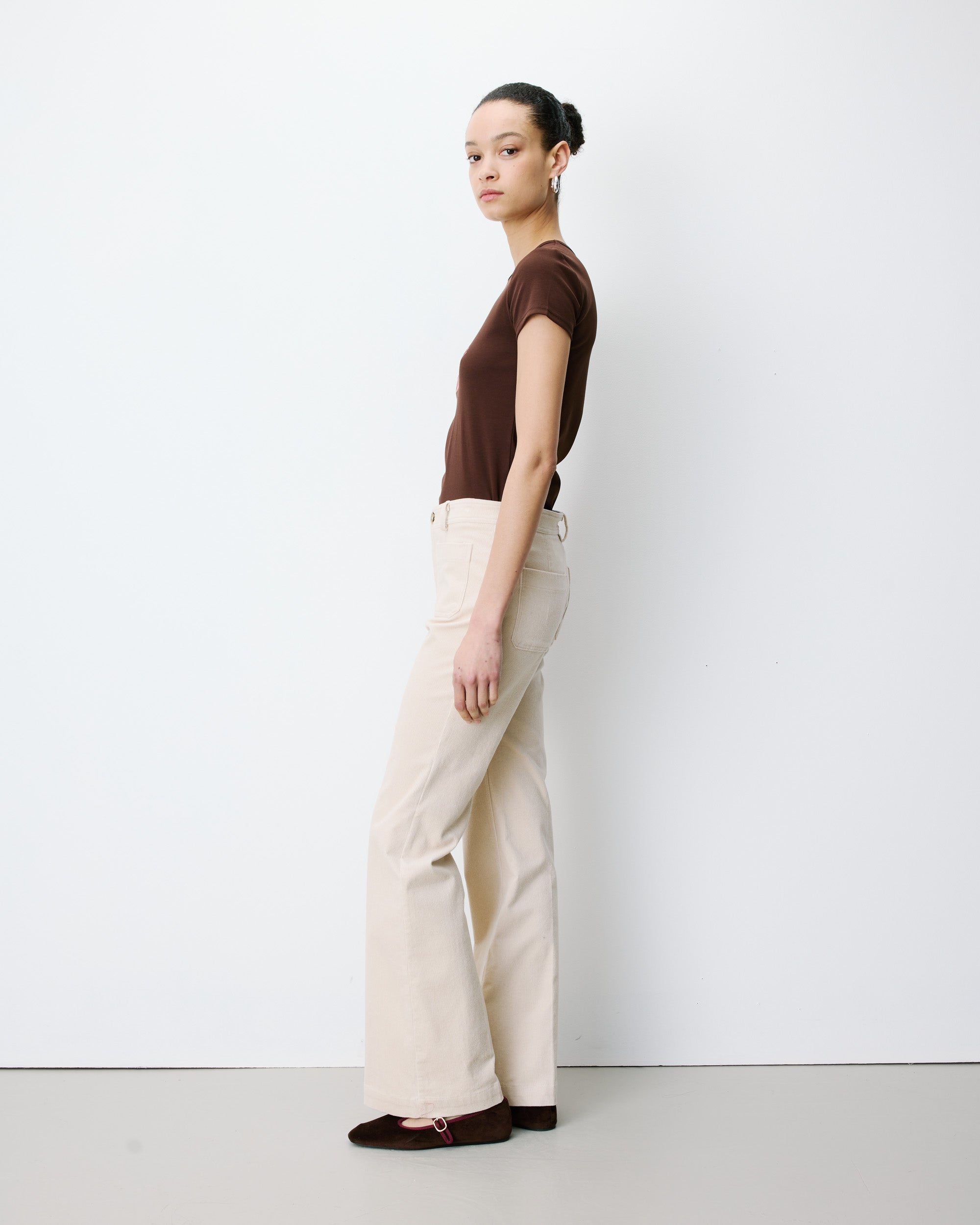 Pantalón recto de pana ecru Alban