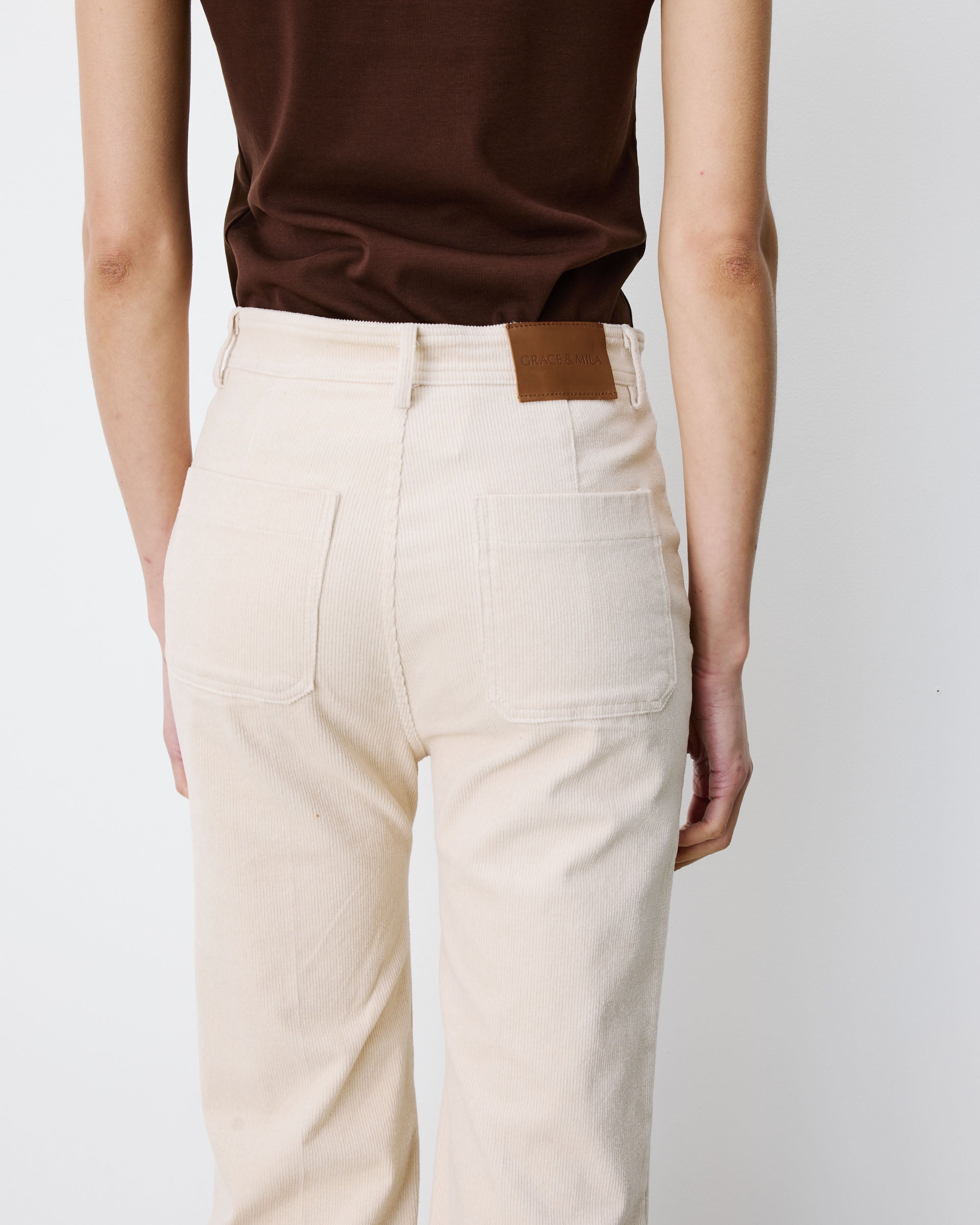 Pantalón recto de pana ecru Alban