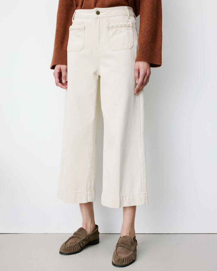 Vaqueros capri de tiro alto sable Johan