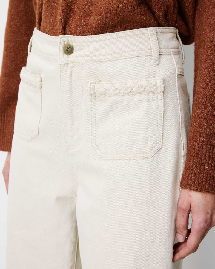 Vaqueros capri de tiro alto sable Johan