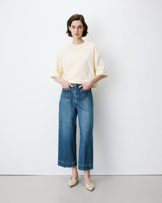 Jean 7/8 taille haute poches plaquées vintageblue Johan