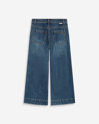 Jean 7/8 taille haute poches plaquées vintageblue Johan